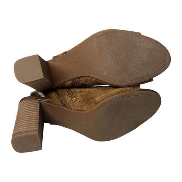 Franco Sarto Brown Suede Peep-Toe Block Heel Bootie 8.5 - Picture 4 of 6